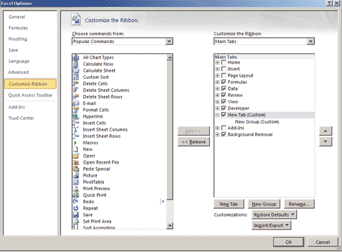 Excel 2010 Customize Ribbon